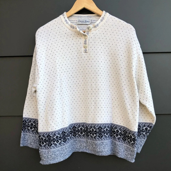 Vintage Classic Blues Sweater - 1/4 button down - made in USA - Size L - Picture 3 of 7